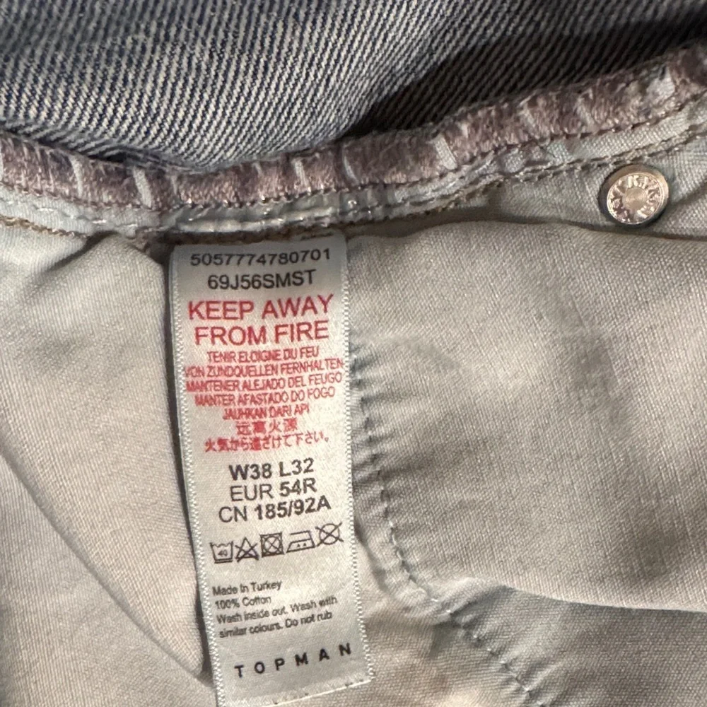 Topman Relaxed Fit Distressed Blue Jeans
